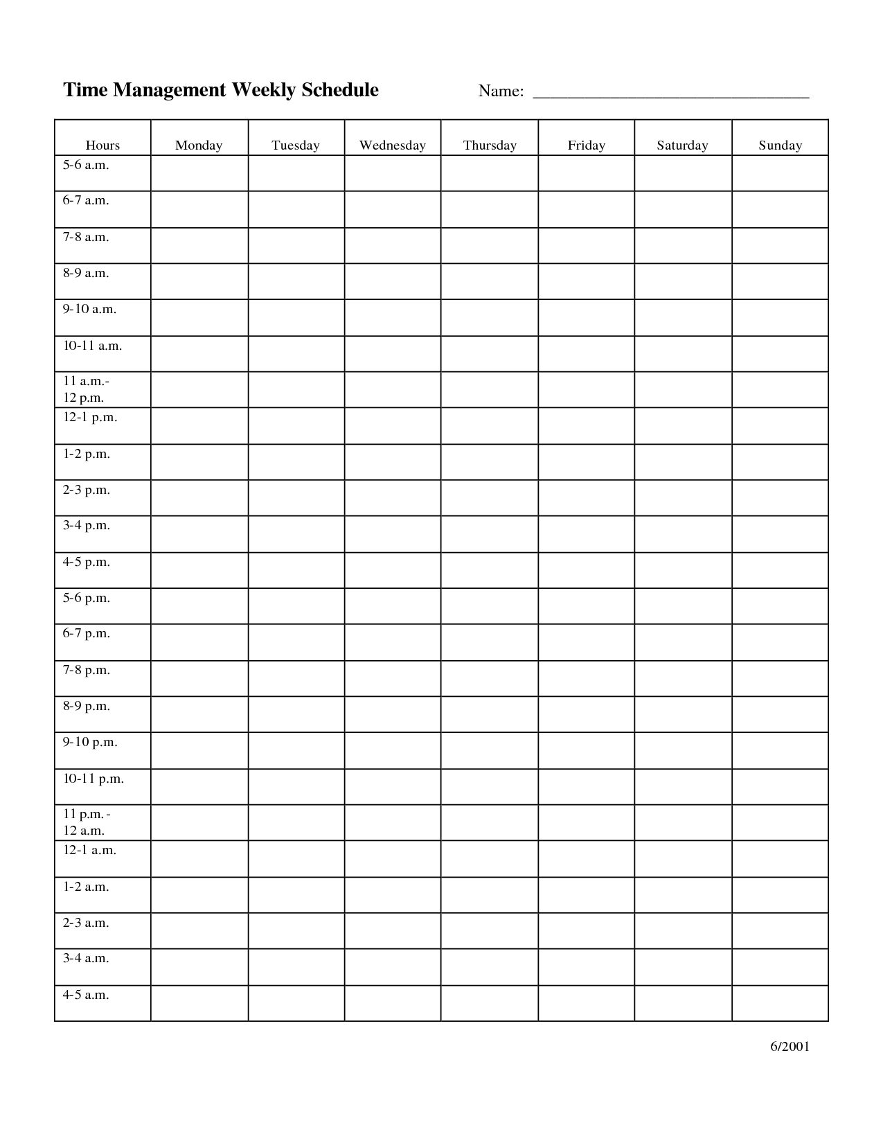 Time Management Weekly Schedule Template Daily Schedule Template 