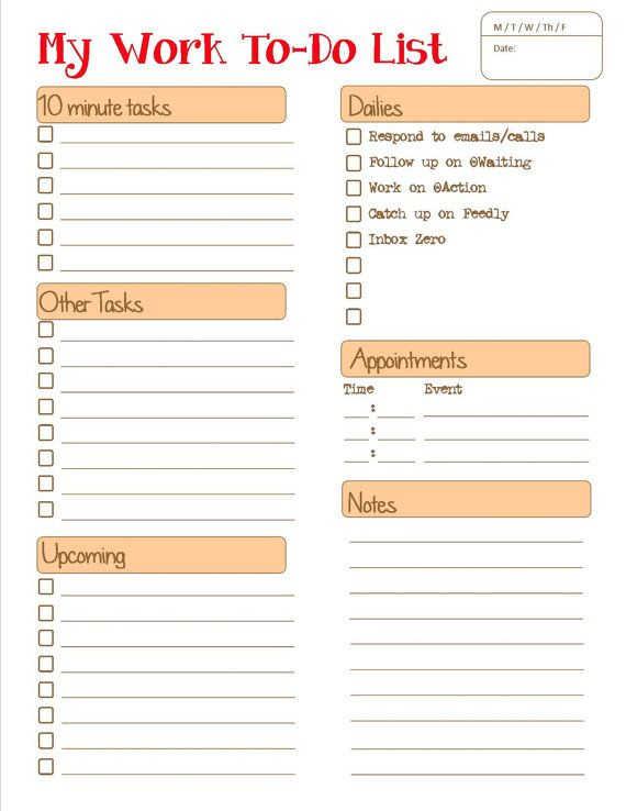 Free To Do List Template For Work