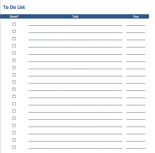 To Do List Format Task List Templates