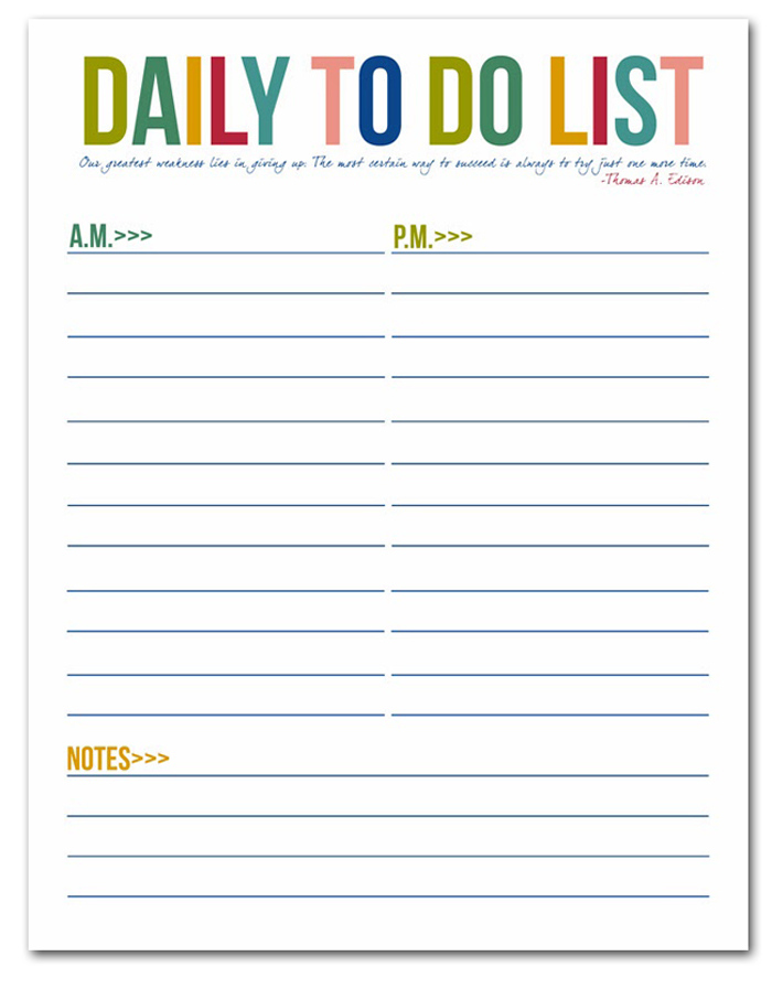Daily Work To Do List Printable