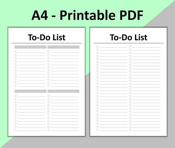 Printable To Do List A4
