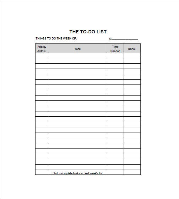 To Do List Template 16 Free Word Excel PDF Format Download Free 