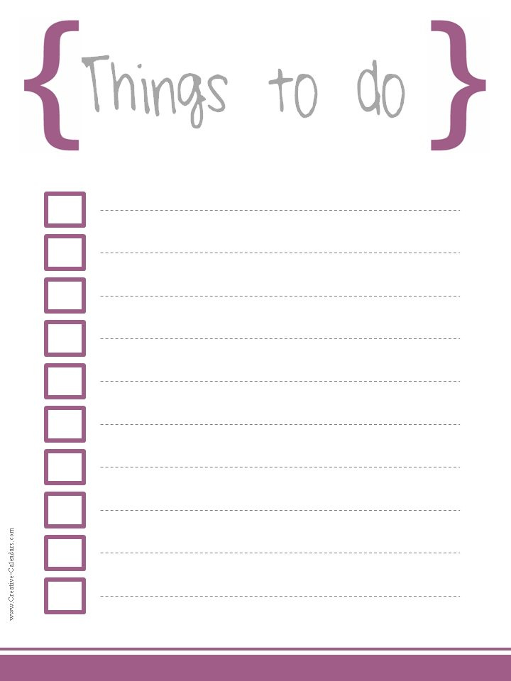 Free Templates For To Do Lists