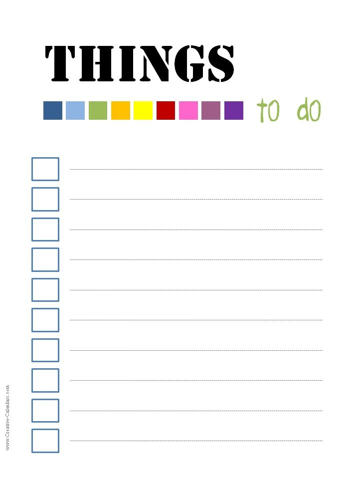 Printable List Of Things To Do