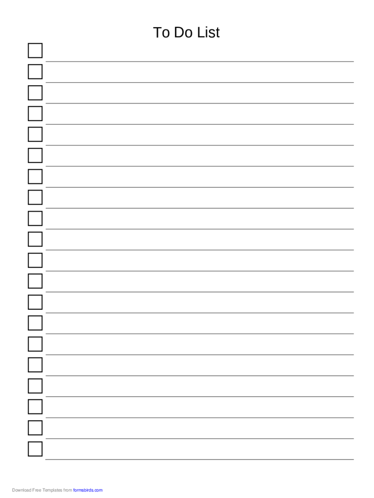 To Do List Template Free Download
