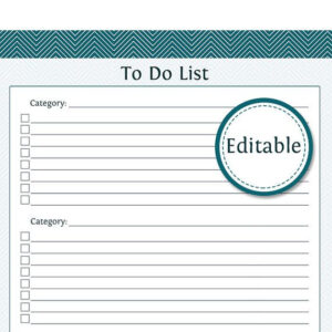 To Do List With Categories Fillable Productivity Printable
