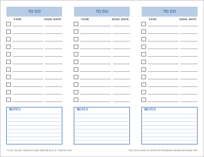 To Do List With Goal Dates Free To Do List To Do Lists Printable 