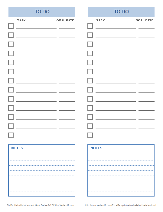 To Do List With Goal Dates To Do Lists Printable Daily Planner Pages 