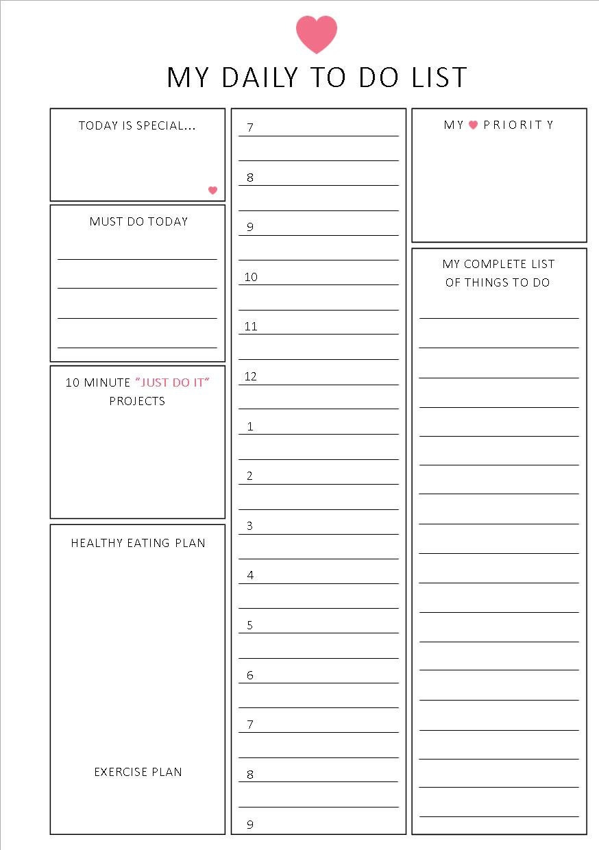 Daily To Do List Printable Simple With Hourly