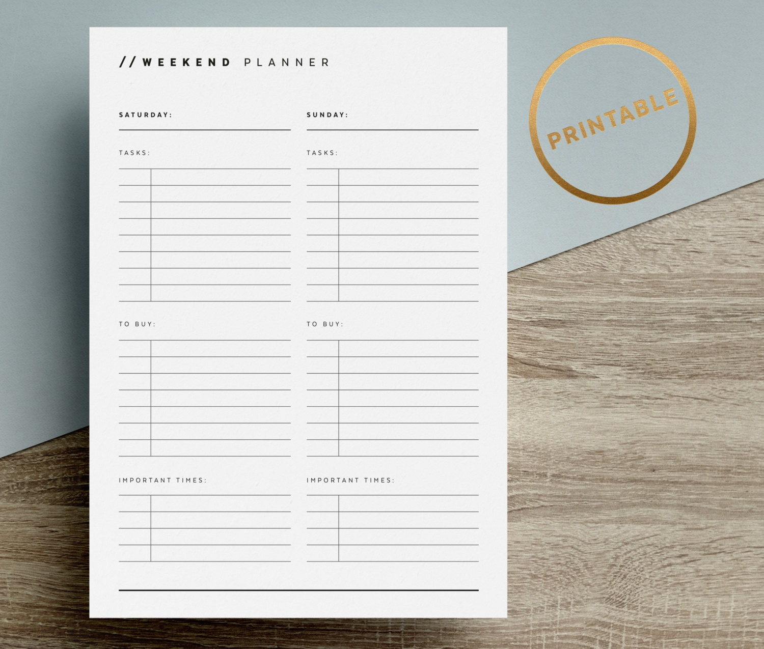 Weekend Planner Printable To Do List Inserts Day Tasks Etsy