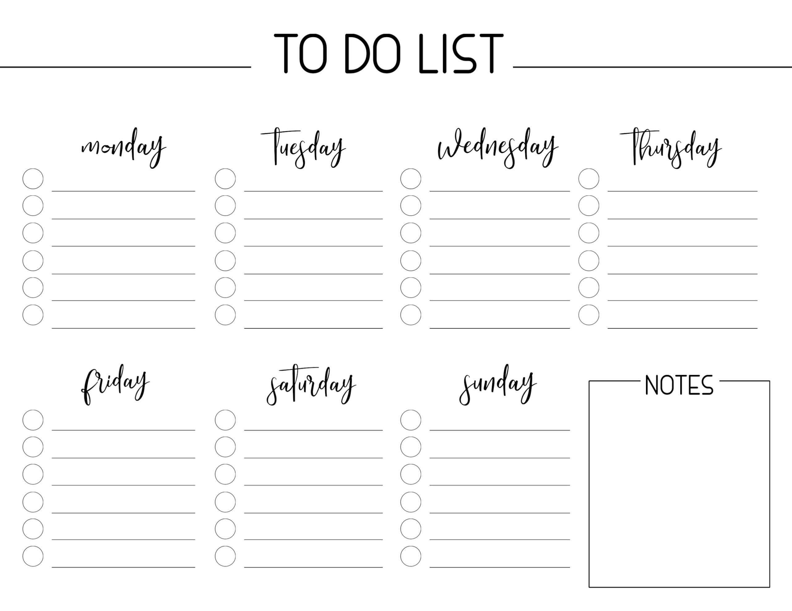Printable To Do List Free Weekly