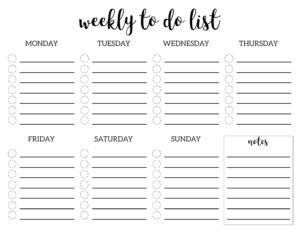 Weekly To Do List Printable Checklist Template Paper Trail Design