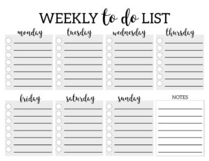 Weekly To Do List Printable Checklist Template Paper Trail Design