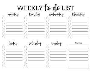 Weekly To Do List Printable Checklist Template Paper Trail Design