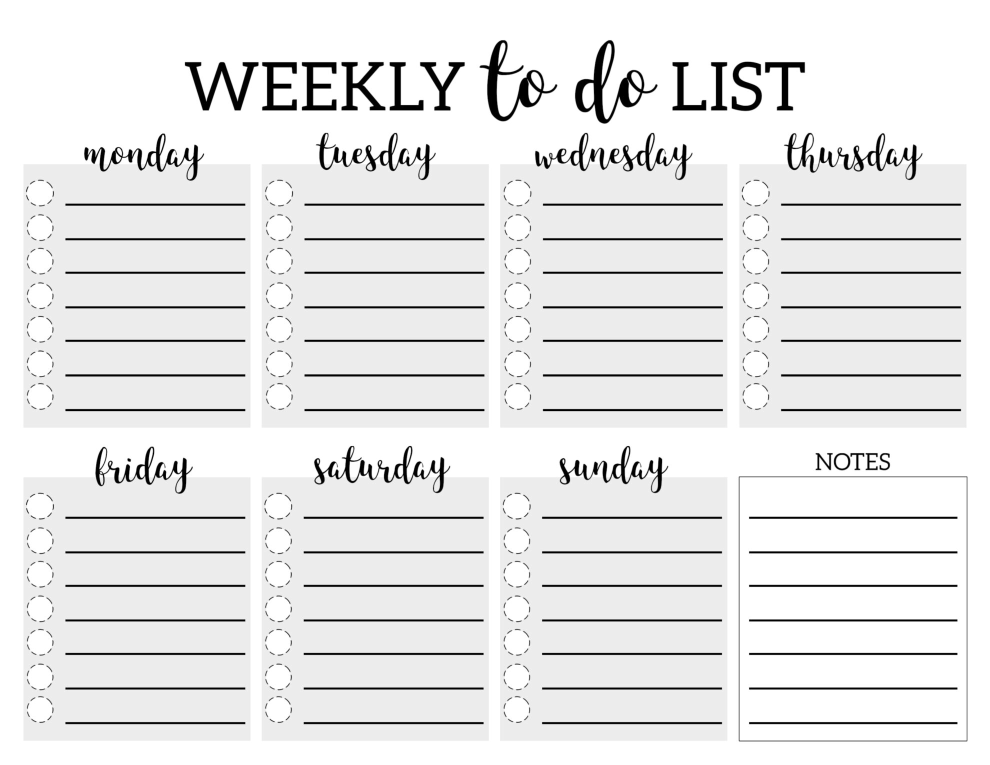 Printable Weekly To Do List Template