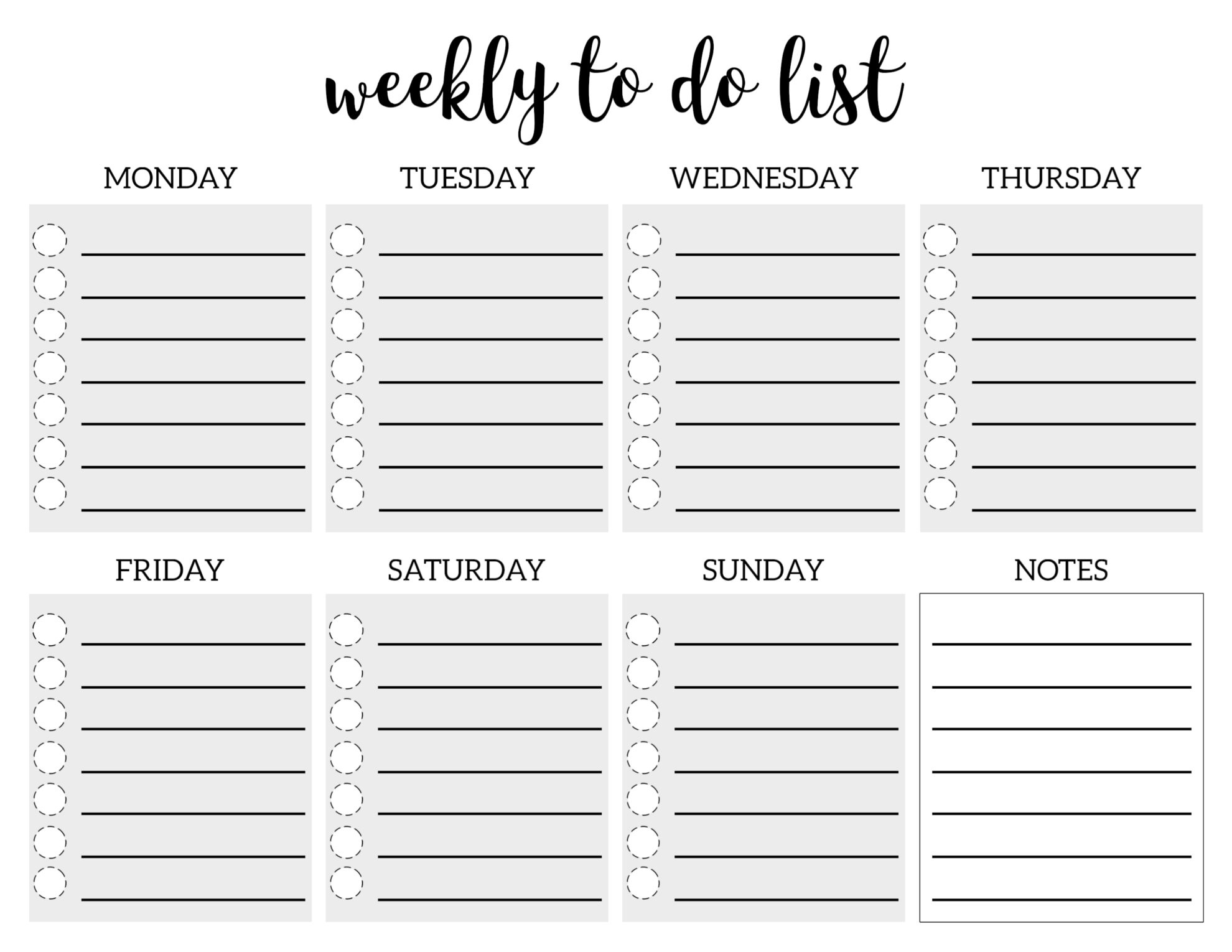 Weekly To Do List Printable Template