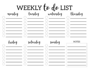 Weekly To Do List Printable Checklist Template Paper Trail Design