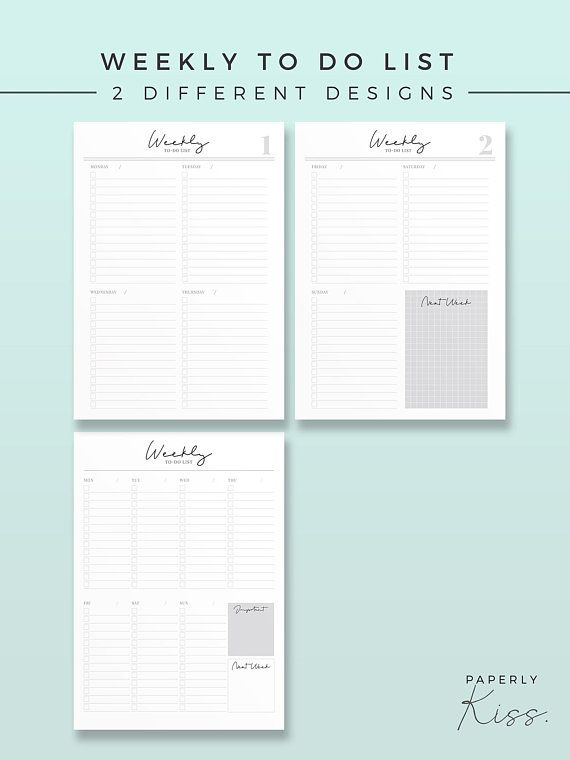 Weekly To Do List Signature Style Printable Planner Inserts Minimal 