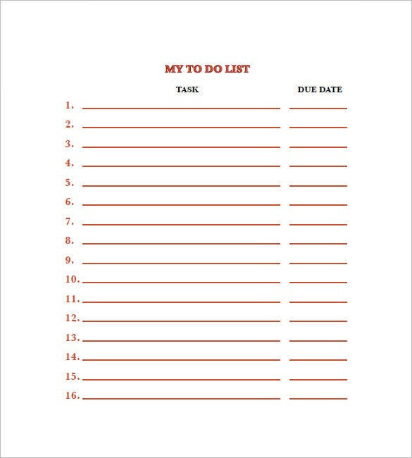 Weekly To Do List Template 6 Free Word Excel PDF Format Download 