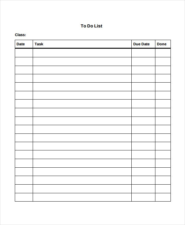 To Do List Template For Work