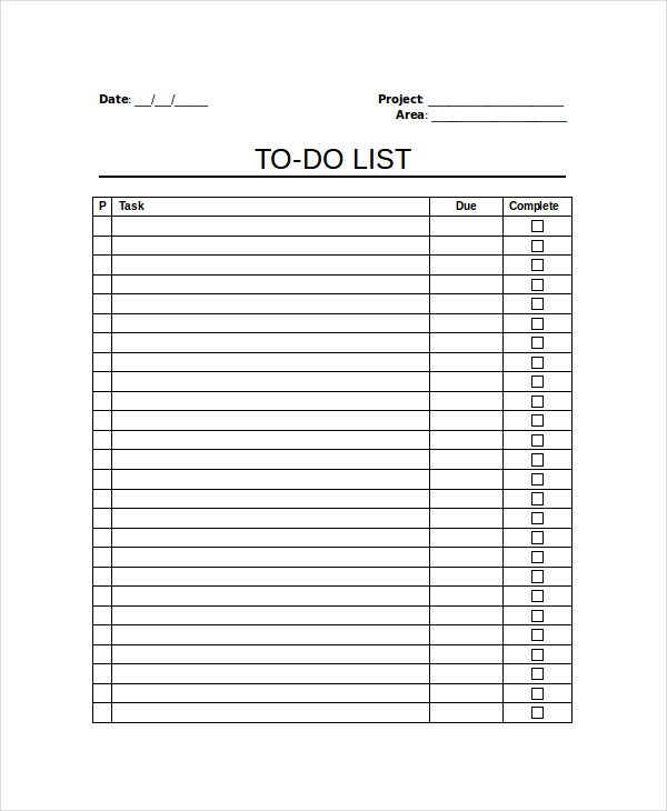 Printable To Do List Template For Work