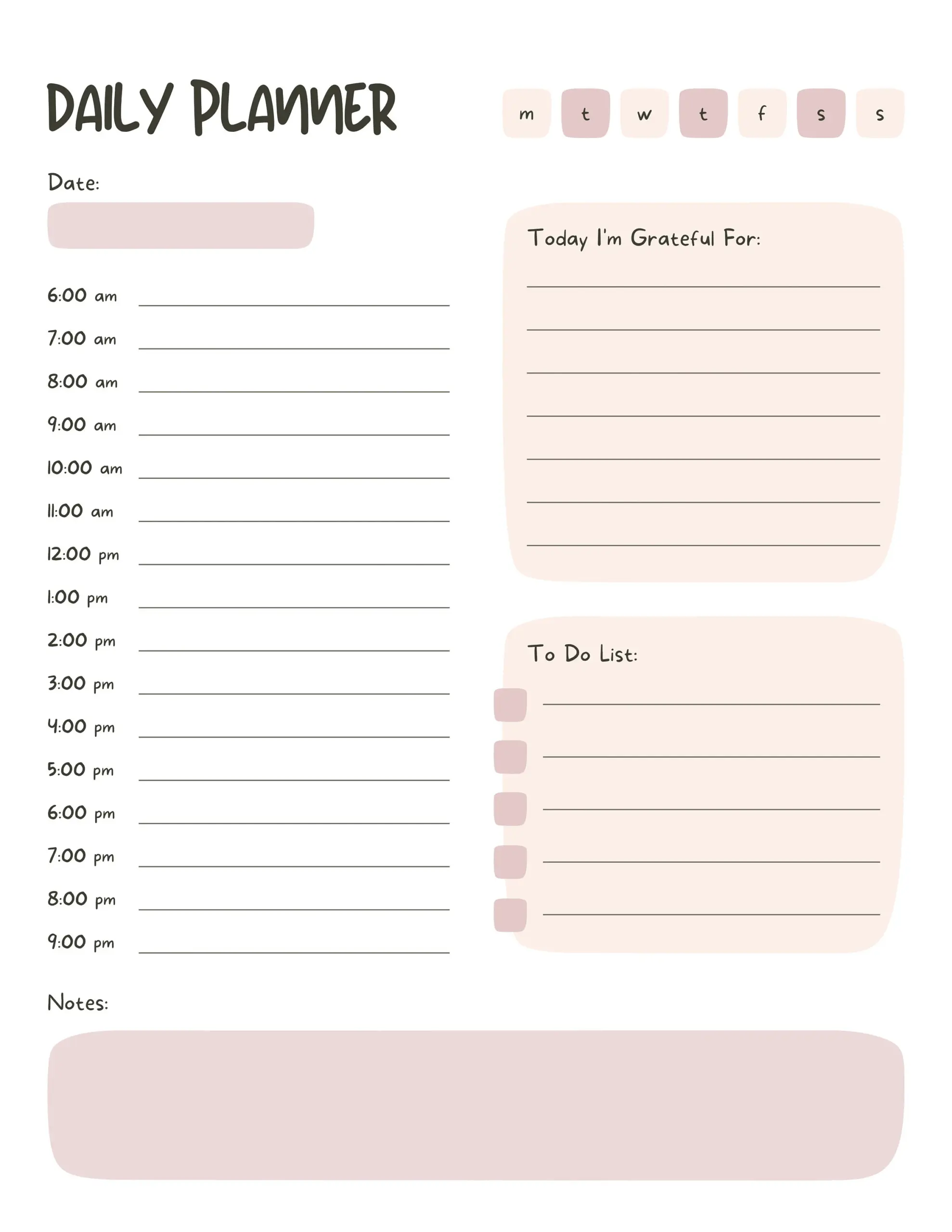 Daily Planner To Do List Printable