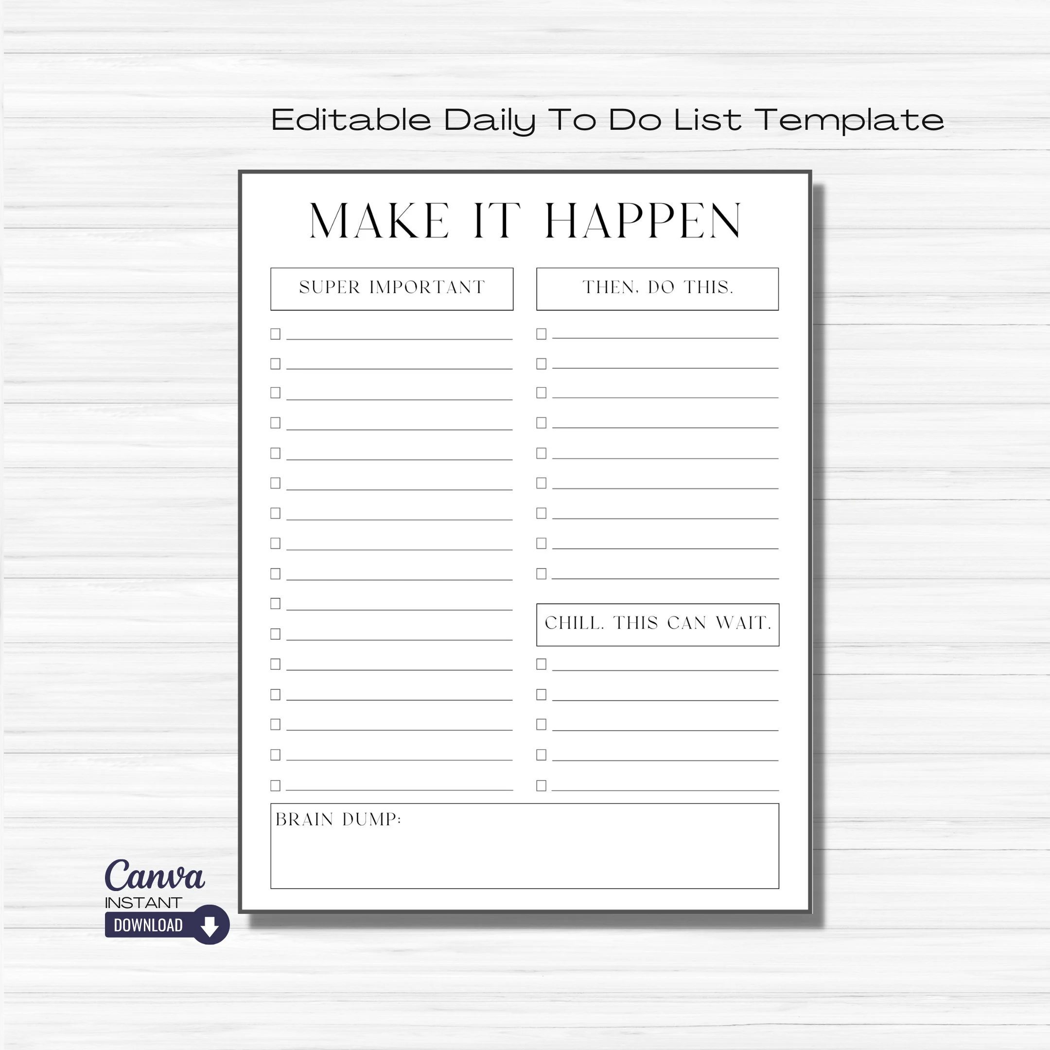 Editable Daily To Do List Template