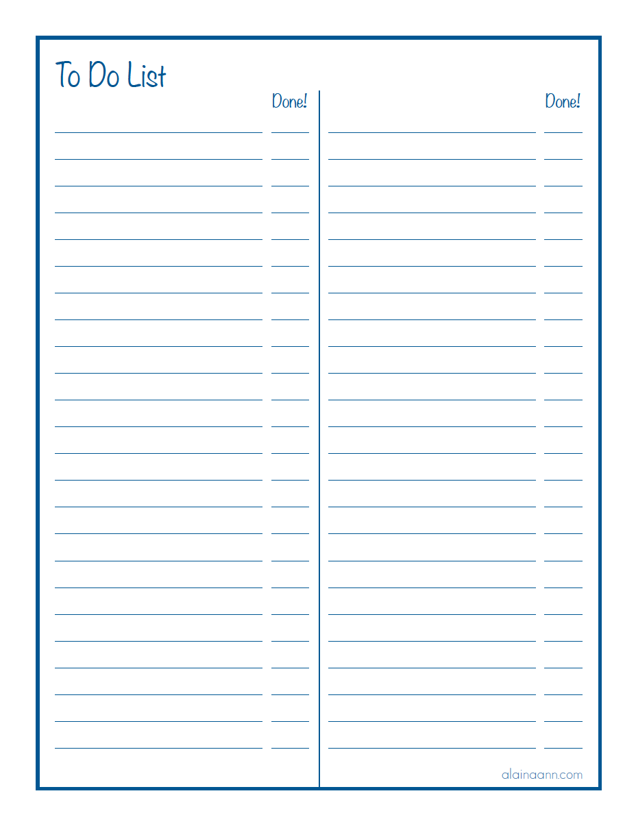 Free Printable Lined Two Column To Do List Free Printable Lined Two Column To Do List